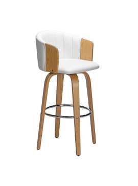 WOODWELL ENZO Σκαμπό Bar Φυσικό, Pu Άσπρο 50x50x78/103cm Ε7519,2