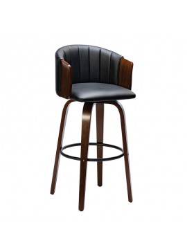 WOODWELL ENZO Σκαμπό Bar Καρυδί, Pu Μαύρο 50x50x78/103cm Ε7519,1