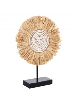 ΕΠΙΤΡΑΠΕΖΙΟ ΔΙΑΚΟΣΜΗΤΙΚΟ HM4224 ΙΝΕΣ RAFFIA ΣΕ ΦΥΣΙΚΟ-ΜΑΥΡΗ ΞΥΛΙΝΗ ΒΑΣΗ 18x9x43Υεκ.