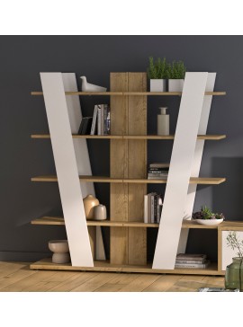 Insi Epura βιβλιοθήκη διπλή 180x40x187εκ. Silva Oak / Λευκό  0161.GM21D 