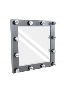 MIRROR-80x80-6 GloboStar®  MAKEUP MIRROR-80x80-6 Μοντέρνος Καθρέπτης Μακιγιάζ με Πλαίσιο Φυσικού Ξύλου με Διακόπτη On/Off 12 x E27 AC220-240V - Μ80 x Π7 x Υ80cm - Γκρι Ανθρακί