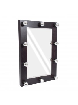 MIRROR-60x90-2 GloboStar®  MAKEUP MIRROR-60x90-2 Μοντέρνος Καθρέπτης Μακιγιάζ με Πλαίσιο Φυσικού Ξύλου με Διακόπτη On/Off 10 x E27 AC220-240V - Μ60 x Π7 x Υ90cm - Καφέ Wenge