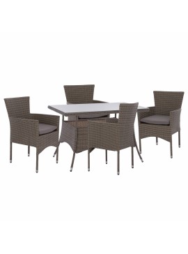 ΣΕΤ ΤΡΑΠΕΖΑΡΙΑΣ 5ΤΜΧ ΤΡΑΠ. 120Χ70 & ΠΟΛΥΘΡΟΝΕΣ WICKER RATTAN ΓΚΡΙ FB911712.31