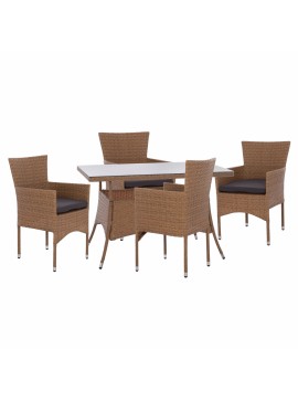 ΣΕΤ ΤΡΑΠΕΖΑΡΙΑΣ 5ΤΜΧ ΤΡΑΠ. 120Χ70 & ΠΟΛΥΘΡΟΝΕΣ WICKER RATTAN ΜΠΕΖ ΚΑΦΕ FB911712.32