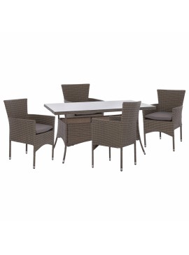 ΣΕΤ ΤΡΑΠΕΖΑΡΙΑΣ 5ΤΜΧ ΤΡΑΠ. 150Χ90 & ΠΟΛΥΘΡΟΝΕΣ WICKER RATTAN ΓΚΡΙ FB911714.01