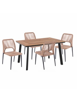 ΣΕΤ ΤΡΑΠΕΖΑΡΙΑΣ 5ΤΜΧ ΤΡΑΠΕΖΙ ΑΝΘΡΑΚΙ 120x80 ΚΑΙ ΚΑΡΕΚΛΑ ΜΕ ΣΧΟΙΝΙ FB911534.02