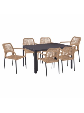 ΣΕΤ ΤΡΑΠΕΖΑΡΙΑΣ 7 ΤΜΧ ΤΡΑΠΕΖΙ ΓΚΡΙ 150X90 ΚΑΙ ΠΟΛΥΘΡΟΝΑ ΜΕ ΣΧΟΙΝΙ FB911527.01