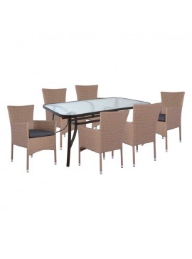 ΣΕΤ 7ΤΜΧ ΤΡΑΠΕΖΙ ΜΕΤΑΛΛΙΚΟ ΚΑΦΕ 160X90 ΜΕ 6 ΠΟΛΥΘΡΟΝΕΣ ΚΑΦΕ-ΜΟΚΑ WICKER FB910587.02