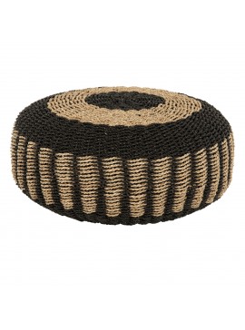 ΠΟΥΦ ΣΚΑΜΠΟ SARONI FB97851.02 SEAGRASS ΣΕ ΦΥΣΙΚΟ-ΜΑΥΡΟ ΧΡΩΜΑ Φ60x35Yεκ.