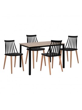 ΣΕΤ 5 ΤΜΧ ΤΡΑΠΕΖΙ SONAMA ΜΕ ΜΑΥΡΑ ΠΟΔΙΑ & ΚΑΡΕΚΛΕΣ VANESSA ΜΑΥΡΕΣ FB911002.02 110x70x76 cm