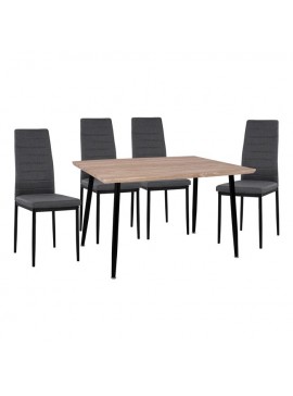 ΣΕΤ 5ΤΜΧ ΤΡΑΠΕΖΙ SONAMA & ΚΑΡΕΚΛΕΣ ΜΕΤΑΛΛΙΚΕΣ LADY ΓΚΡΙ ΥΦΑΣΜΑ ΜΑΥΡΟ FB911027.10 120x70x76.5 cm