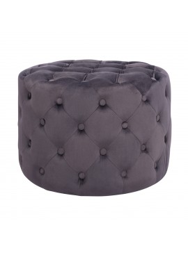 ΣΚΑΜΠΟ KASSIE  ΓΚΡΙ ΒΕΛΟΥΔΟ ΤΥΠΟΥ CHESTERFIELD FB98406.01 Φ60x43Υ εκ.