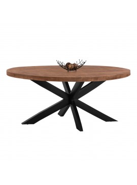 ΤΡΑΠΕΖΙ LEVINHO FB98483.11 OVAL 6εκ. ΠΑΧΟΣ ΑΠΟ ΜΑΣΙΦ ΞΥΛΟ MANGO 210x100x78Υ εκ.
