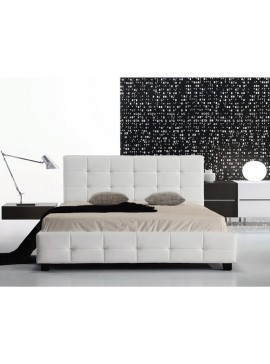 WOODWELL FIDEL Κρεβάτι Διπλό, για Στρώμα 150x200cm, PU Άσπρο 158x215x107cm Ε8087,1