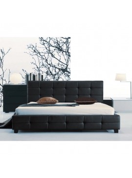 WOODWELL FIDEL Κρεβάτι Διπλό, για Στρώμα 150x200cm, PU Μαύρο 158x215x107cm Ε8087