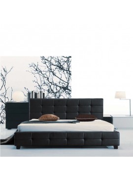 WOODWELL FIDEL Κρεβάτι Διπλό για Στρώμα 160x200cm, PU Μαύρο 168x215x107cm Ε8053