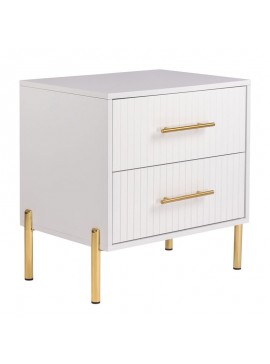 WOODWELL Ε7010,1FINO Κομοδίνο με 2 Συρτάρια, Άσπρο 58x43x58cm Ε7010,1