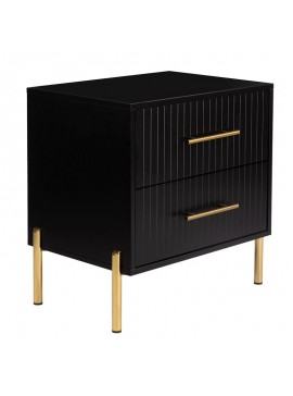 WOODWELL Ε7010,2FINO Κομοδίνο με 2 Συρτάρια, Μαύρο 58x43x58cm Ε7010,2