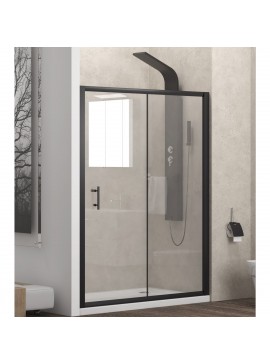 KARAG  FLORA Καμπίνα από τοίχο σε τοίχο με διάφανο κρύσταλλο FLORA 500 Μαύρη KARAG 150x190cm KARAG-5206836638010