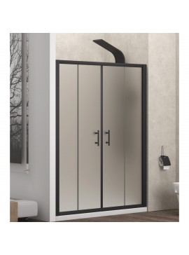 KARAG  FLORA Καμπίνα από τοίχο σε τοίχο με σατινέ κρύσταλλο FLORA 600 Μαύρη KARAG 170x190cm KARAG-5206836649467