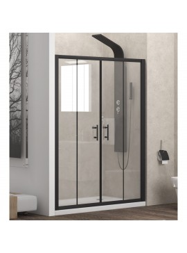 KARAG  FLORA Καμπίνα από τοίχο σε τοίχο με διάφανο κρύσταλλο FLORA 600 Μαύρη KARAG 210x190cm KARAG-5206836638089