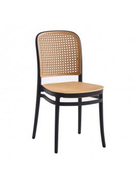 WOODWELL FLORENCE Καρέκλα PP Μαύρο, PP Rattan Μπεζ, Στοιβαζόμενη 41x41x83cm Ε387,2