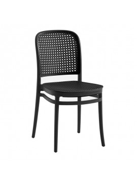 WOODWELL FLORENCE Καρέκλα PP Μαύρο, PP Rattan Μαύρο, Στοιβαζόμενη 41x41x83cm Ε387,3