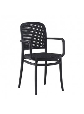 WOODWELL FLORENCE Πολυθρόνα PP Μαύρο, PP Rattan Μαύρο, Στοιβαζόμενη 54x54x84cm Ε387,30