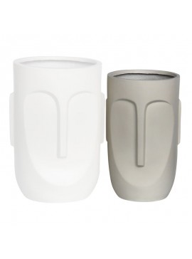WOODWELL Ε6321,ΑFLOWER POT-TOTEM Φ32x52cm, Cement Απόχρωση Sand Φ32x52cm Ε6321,Α