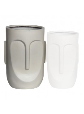 WOODWELL Ε6321,ΒFLOWER POT-TOTEM Φ40x57cm, Cement Απόχρωση Sand Φ40x57cm Ε6321,Β