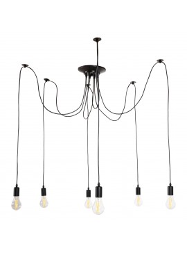 ΦΩΤΙΣΤΙΚΟ ΟΡΟΦΗΣ ΚΡΕΜΑΣΤΟ 6-ΦΩΤΟ HM4175 ΜΑΥΡΟ ΜΕΤΑΛΛΙΚΟ-ΜΑΥΡΑ ΚΑΛΩΔΙΑ Φ100x180Υ