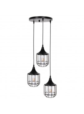 ΦΩΤΙΣΤΙΚΟ ΟΡΟΦΗΣ ΚΡΕΜΑΣΤΟ HM4084 3ΦΩΤΟ ΜΑΥΡΟ ΜΕΤΑΛΛΟ-ΓΥΑΛΙ Φ14x123Yεκ.