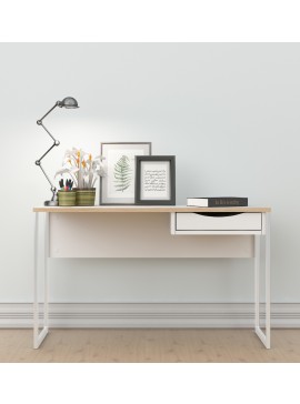 Insi Function Plus γραφείο με 1 συρτάρι 110x48,4x76,8εκ. Λευκό / Δρυς  0111.TV16 