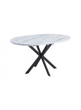 STÓŁ GASTON BIAŁY EFEKT MARMURU/CZARNY MAT 100(135)X100 DIOMMI-80-3603