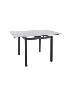 STÓŁ GD082 BIAŁY EFEKT MARMURU/CZARNY MAT 80(131)x80 DIOMMI-80-3577