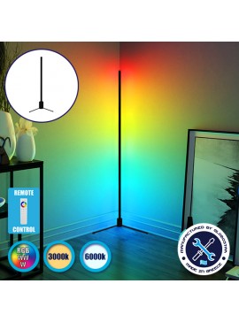 GLOBO-100-9 GloboStar® Μοντέρνο Minimal Επιδαπέδιο Μαύρο Φωτιστικό 100cm LED 20 Watt με Ασύρματο Χειριστήριο Αφής 2.4G RF & Dimmer RGBW+WW Πολύχρωμο - Ψυχρό - Ημέρας - Θερμό GloboStar ALIEN Design GLOBO-100-9