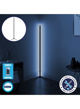 GLOBO-200-1 GloboStar® Μοντέρνο Minimal Επιδαπέδιο Μαύρο Φωτιστικό 200cm LED 32 Watt με Ασύρματο Χειριστήριο RF & Dimmer Ψυχρό Λευκό 6000k GloboStar ALIEN Design GLOBO-200-1