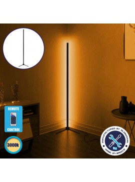 GLOBO-200-3 GloboStar® Μοντέρνο Minimal Επιδαπέδιο Μαύρο Φωτιστικό 200cm LED 32 Watt με Ασύρματο Χειριστήριο RF & Dimmer Θερμό Λευκό 3000k GloboStar ALIEN Design GLOBO-200-3