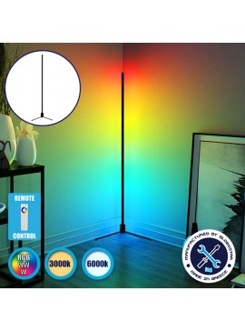 GLOBO-200-9 GloboStar® Μοντέρνο Minimal Επιδαπέδιο Μαύρο Φωτιστικό 200cm LED 40 Watt με Ασύρματο Χειριστήριο 2.4G RF & Dimmer RGBW+WW Πολύχρωμο - Ψυχρό - Ημέρας - Θερμό GloboStar ALIEN Design GLOBO-200-9