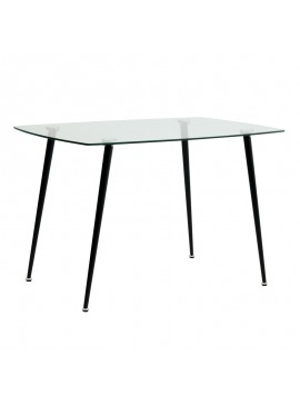 Τραπέζι Sophie Megapap με γυάλινη επιφάνεια και μεταλλικά πόδια σε χρώμα μαύρο 120x75x76εκ. 0077985 GP001-0041