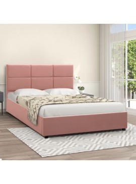 Κρεβάτι Kingston Megapap βελούδινο με αποθηκευτικό χώρο χρώμα melon pink 160x200εκ.
