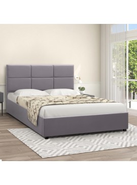 Κρεβάτι Kingston Megapap βελούδινο με αποθηκευτικό χώρο χρώμα γκρι 160x200εκ.