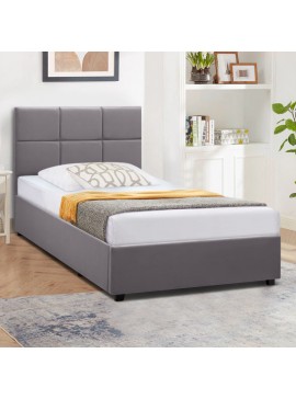 Κρεβάτι Kingston Megapap βελούδινο με αποθηκευτικό χώρο χρώμα γκρι 120x200εκ.