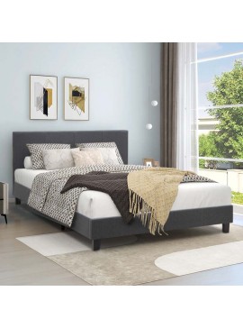 Κρεβάτι Flat Megapap υφασμάτινο χρώμα ανθρακί 160x200εκ.