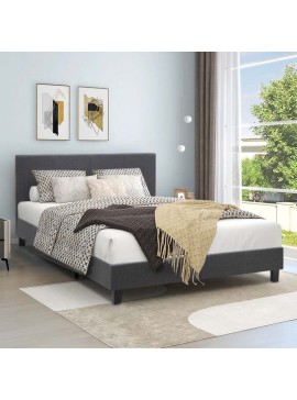 Κρεβάτι Flat Megapap υφασμάτινο χρώμα ανθρακί 150x200εκ.