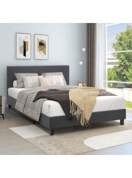 Κρεβάτι Flat Megapap υφασμάτινο χρώμα ανθρακί 140x190εκ.