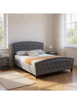 Κρεβάτι Alexia Megapap υφασμάτινο χρώμα γκρι 160x200εκ.