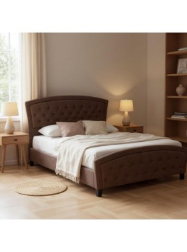 Κρεβάτι Alexia Megapap υφασμάτινο χρώμα καφέ 160x200εκ.