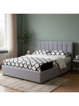 Κρεβάτι Renata Megapap υφασμάτινο με αποθηκευτικό χώρο χρώμα γκρι 160x200εκ.