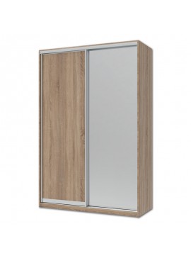 Ντουλάπα ρούχων Elegant Megapap δίφυλλη συρόμενη με καθρέφτη σε χρώμα sonoma 150x60x225εκ. GP007-0007